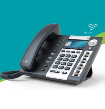 A48WAC Color Screen Dual-Band Wi-Fi Wireless LAN SIP Network IP Phone with 10 BLF Keys, Hands-Free Gigabit PoE Port Power Supply, 9-Party Conference, ZRTP Encryption