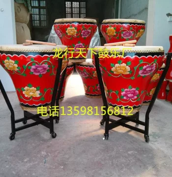 Custom Solid Wood Flower Pot Drum - Cowhide Drum Colorful Five-Tone Pattern Anti-Slip Large Painted Drum Arrangement