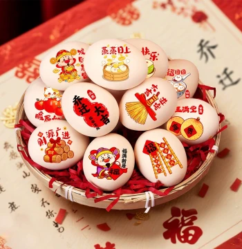 Housewarming Celebration Egg Stickers, New Home Entry Atmosphere Decor, Move-In Ceremony Supplies, Festive Fortune Stickers