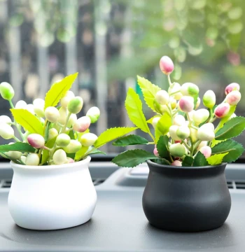 Plastic Flower Pot for Artificial Flowers - Mini Car Decor, DIY Craft, Drop-Resistant White Pot (Xiaohongshu Style)