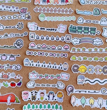 Cartoon Divider Line Planner Stickers Decorative Elements Simple Sketch Materials for Children's Growth Album and Handwritten Newspaper