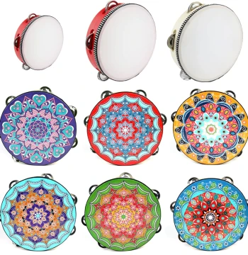 Percussion Tambourine, Xinjiang Uyghur Hand Drum with Jingles, Dance Prop for Exams, Dunhuang Feitian Dance Drum
