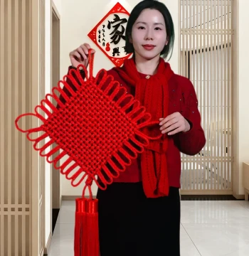 Classic Chinese Knot Traditional Twisted Red Cord Handicraft Weaving for Living Room Decoration Feng Shui Lantern Festival Store Anniversary