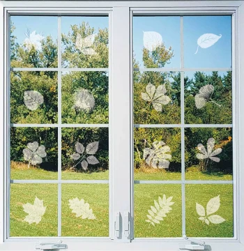 Leaf-Shaped Anti-Collision Window Decal - White Static Cling Glass Sticker to Protect Birds from Glass Impacts