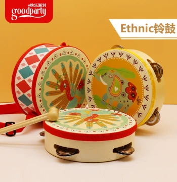 Baby Wooden Hand-Drum Double-Sided Children's Percussion Instrument Snare Drum Hand Tambourine Early Education Music Toy Small Drum