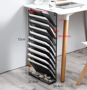 Wrought Iron Metal Grid Wall-Mounted Rack, 5-Tier Newspaper and Magazine Organizer, A4 File Holder for Office Storage