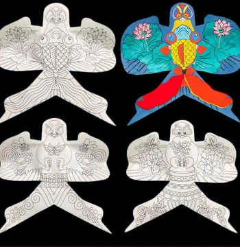 30cm Colorable Swallow Kite for Children - Hand-Painted Blank DIY Craft with Goldfish Design for Educational Drawing
