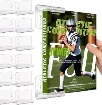 Acrylic Magazine Wall Mount Bracket Transparent Display Rack Kit for Records Bookshelf Manuals