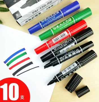 Bulk Double-Tip Oil-Based Marker Pen POP Special Black Waterproof Thick Tip Large Capacity for Logistics and Outlining Fade-Resistant Slanted 6MM with Free Shipping