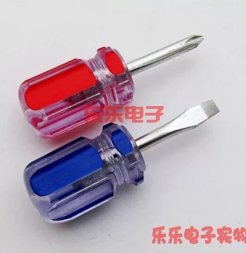 Pocket-Sized Transparent Handle Short Screwdriver, Short Head 6x38mm, 6*38 Slotted and Phillips Screwdriver
