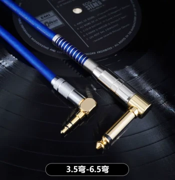 Oxygen-Free Copper 3.5mm to 6.5mm Mono to Stereo Audio Cable (Straight/Angled Connectors)