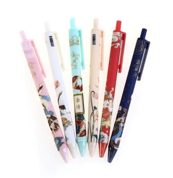 6Pcs/Set Cute Chinese Style Retractable Gel Pen Black Ink Si