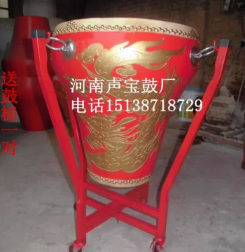 14-inch 16-inch New Cowhide Opera Celebration Stage Golden Dragon Flower Pot Drum War Drum Ethnic Drum Direct Sales