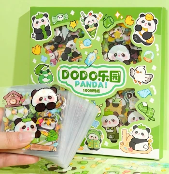 Panda Stickers 100pcs Journal Gift Box Scrapbook Stickers for Kids Girls Creative Rewards Kindergarten Gifts