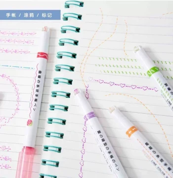 Cawaii Flower Shaped Highlighter 6-Piece Set Line Highlight Roller Pen Stationery Set