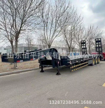 Lowboy Semi-Trailer Sale Foldable Ramp Flatbed Trailer Hook Plate Triple Axle Gooseneck Lowbed