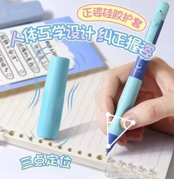 Erasable Posture-Correcting Pen for Elementary Students: Push-Button Magic Eraser Pen with Blue-Black Refills