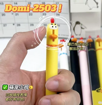 Cute Chick Click Pen Funny Stress-Relief Quick-Dry Study Pen Black Ink