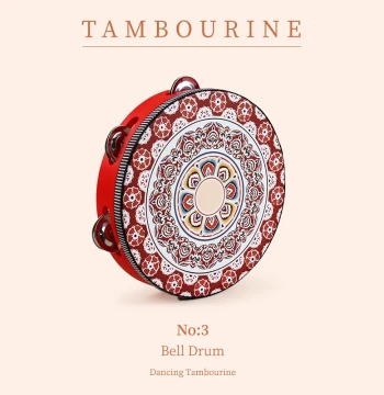 Children's Percussion Instrument, Flying Dance Prop, 8-inch Red Hand Drum, Customizable Adult Tambourine