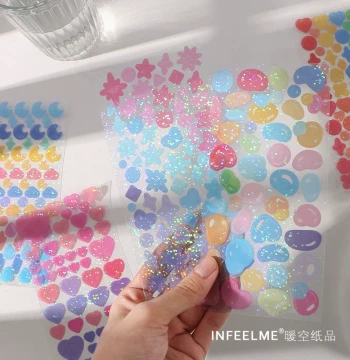 Colorful Fantasy Series Glitter Stickers - Decorative Materials for Growth Portfolios, Archives, and DIY Crafts