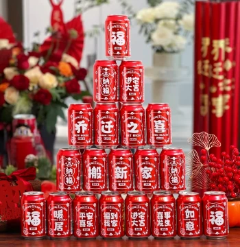 Housewarming Celebration Decorations - Cola Bottle Stickers, Fu Character Arrangements, and Complete Moving-In Ceremony Supplies