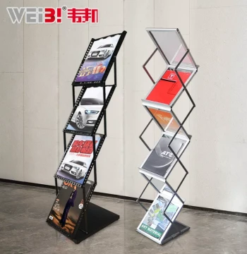 A4 Aluminum Folding Brochure Stand - Floor Display Rack for Magazines, Catalogs & Vintage Books