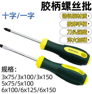 CZ Hardware Massage Handle Screwdriver, Flathead and Phillips Magnetic Drivers, Non-Slip Screwdriver Bits