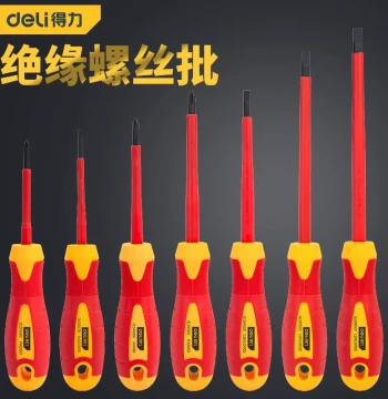 Deli Insulated Screwdriver Set with VDE Certification – Cross and Flat Head for High-Voltage Electrical Work