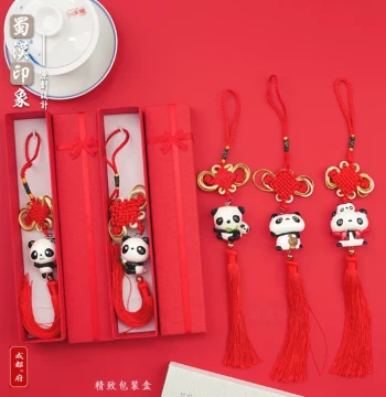 Cute Panda Chinese Knot Pendant, Peace Knot Ornament, Unique Gift for Foreign Friends and Corporate Events