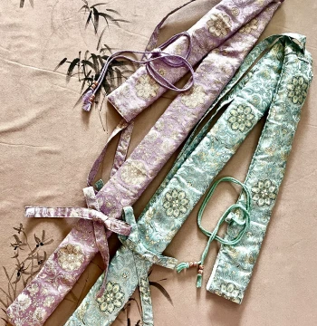 Purple Premium Brocade Instrument Case Set for Flute, Xiao, Shakuhachi, Swords, and Long Bows - Extra Long, Thickened, New Style with Free Shipping