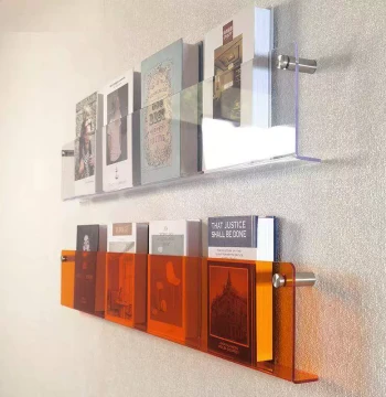 Transparent Acrylic Wall-Mounted Shelf for Study Rooms, Magazine Display Rack, Kindergarten Wall Storage for Books and Newspapers