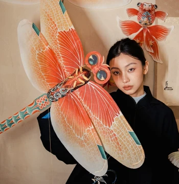 Wang's Handmade Kite DIY Kit Intangible Cultural Heritage Handcrafted Kite Ornament Bamboo Frame Dragonfly Weifeng Wind Chime Goldfish