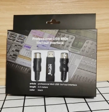 USB to 5-Pin DIN MIDI Cable with Round Port, Computer Connection for Electronic Drums and Pianos, Music Editing Line 2