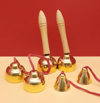 Orff Children's Percussion Instruments: Handle-Mounted Small and Large Finger Cymbals, Crash Bells for Kindergarten Early Music Education