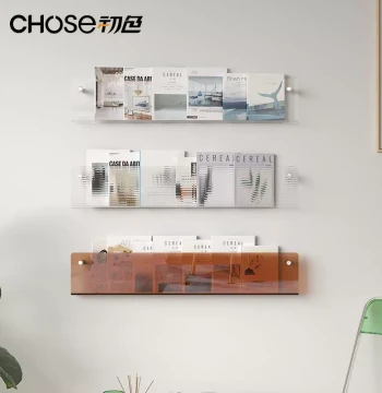Transparent Acrylic Wall Shelf for Study Magazine Display, Kindergarten Wall-Mounted Storage Rack for Books and Newspapers