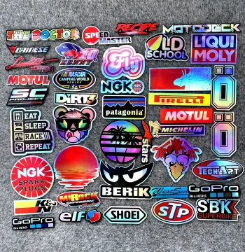 Waterproof Sponsor Stickers for Motorcycle, E-Bike, and Car Helmets, Custom Decals for Body Graphics and Scratch Coverage