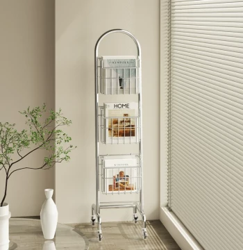Vintage Magazine & Postcard Display Rack - Mobile Office Shelf in Instagram Style