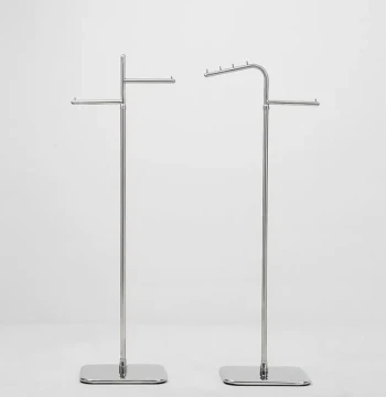 Floor-Standing Stainless Steel Clothing Display Rack for Boutiques - Side Hanging, Island, and Front Hanging Showcase Shelving