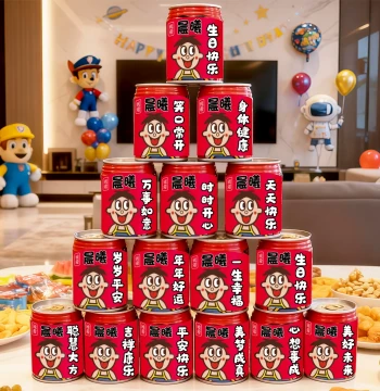 Custom Wangzai Cola Can Stickers for Kids' Birthday Parties, Girl/Boy First Birthday Decor