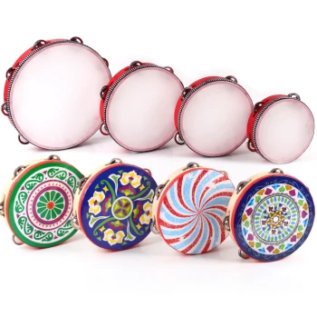 Custom DIY Tambourine for Kindergarten Children's Dance, Orff Professional Percussion Instrument, Xinjiang Hand Drum, Red