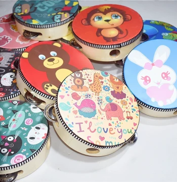 Free Shipping Kids Small Tambourine Wooden Kindergarten Teacher Performance Bell Drum Orff Instrument Baby Hand Drum