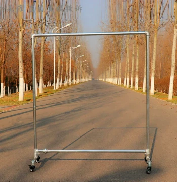 Floor-Standing Rolling Pipe Clothing Rack for Women's Boutiques, Movable Iron Art Retro Gantry Display Stand