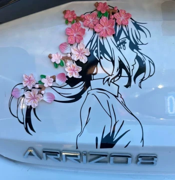 3D Stereoscopic Electric Car and Auto Cherry Blossom & Peach Petal Decals for Body and Door Decoration - 2025 New Violet Evergarden Stickers