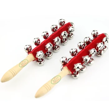 Orff Early Education Music Instruments, Children's Percussion Set, Red Velvet 21-Bell Stick Shaker, Handheld Bell Bracelet