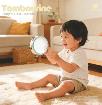 Orff Instrument Kids Tambourine Eco-Friendly Wooden Handheld Bell Early Education Hand Drum Baby Toy Gift