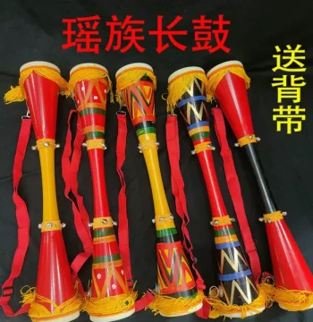 Square Dance Yao Long Slender Drum, Small Class Performance Drum, Art Exam Drum, Painted Prop Drum, Ethnic Waist Drum with Colors