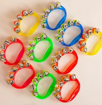 Kindergarten Early Education Musical Instruments - Toddler Hand Bells, Grip Bells, Orff Semi-Circle Handbells, Colorful Wrist Bells, and Jingle Strings