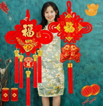 Wholesale Chinese Knot Ornaments with Fu Character, Large Premium Living Room Decor for New Year and Spring Festival, Customizable for Dance Performances