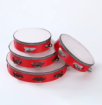 Orff Percussion Instrument Dance Tambourine Red Plastic Hand Drum Music Teaching Tool Performance Prop