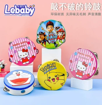 Children's Performance Hand Drum, Tambourine, Shaker Bell, Dance Percussion Small Instrument, Handheld Shaker Drum for Kindergarten Teachers
